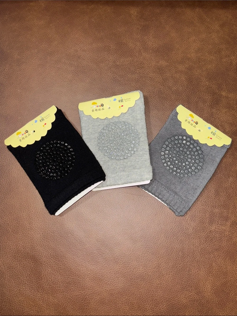 NEW! Non-Slip Baby Knee Pads - 3-Pack Black, Light Gray, Gray